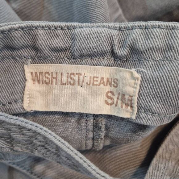 Wish List Women's Oversized Soldier Blue Washed Cotton Overall Romper Shorts w A - Picture 9 of 10